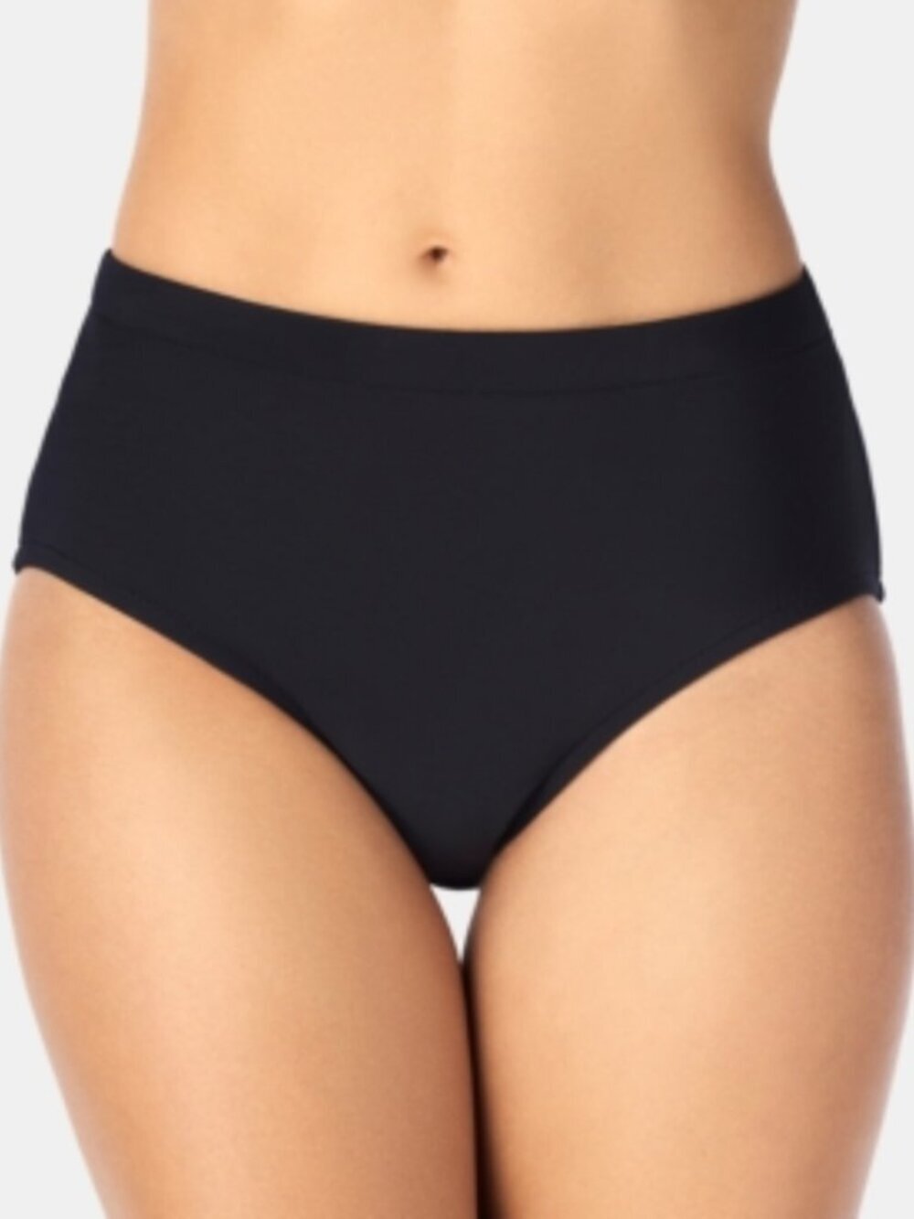 Swim Solutions Mid-Rise Bikini Bottoms Black Swimsuit Beach Summer Size 18 NWT